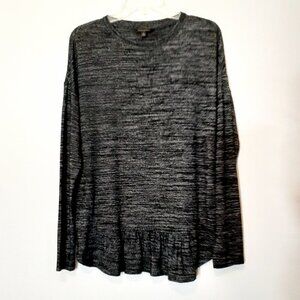 Banana REPUBLIC Variegated Dark Gray Long Sleeve Sweater; Ruffle; Size M